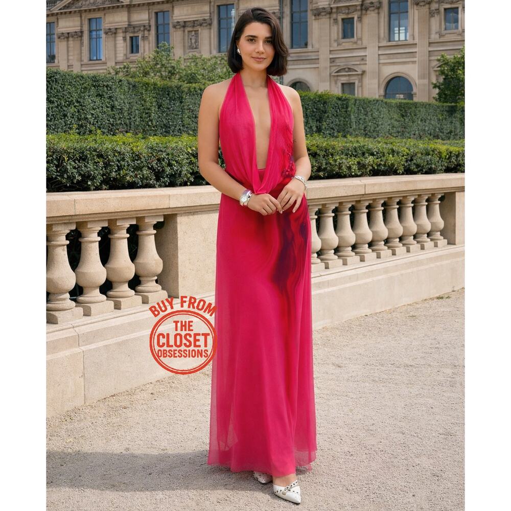 LAST ONE! ZARA Fuchsia Open Back Midi Dress NWT | Blogger Fave Halter Neck - Picture 5 of 16